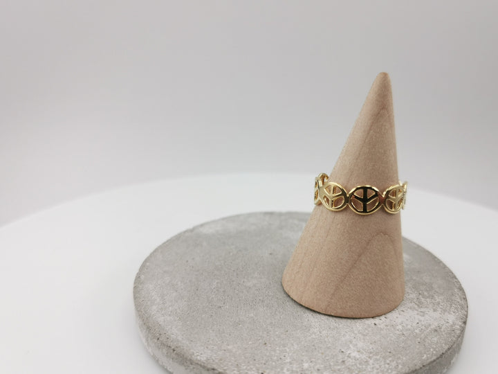 18k Gold Plated Peace Symbol Ring