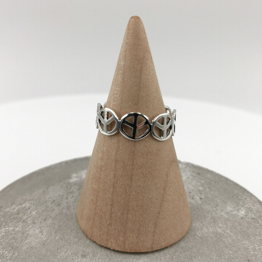 925 Sterling Silver Peace Symbol Ring