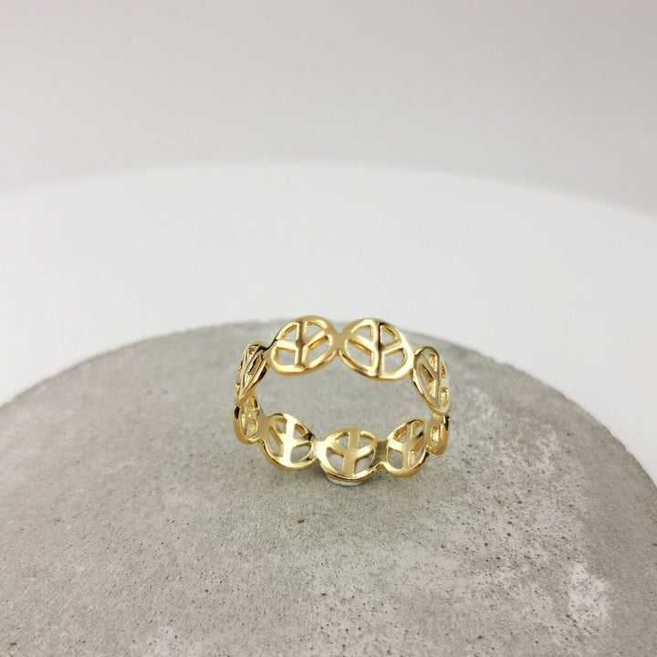 18k Gold Plated Peace Symbol Ring