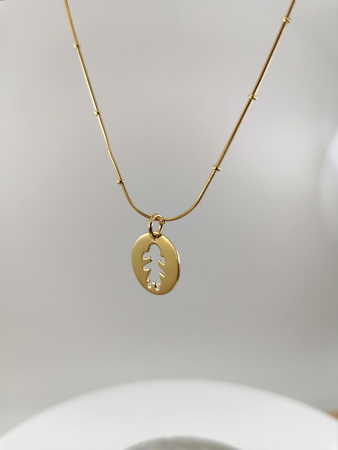 Girl Silhouette Charm Pendant, 18k Gold Plated Sterling Silver