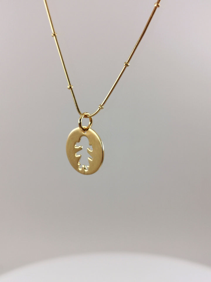 Girl Silhouette Charm Pendant, 18k Gold Plated Sterling Silver