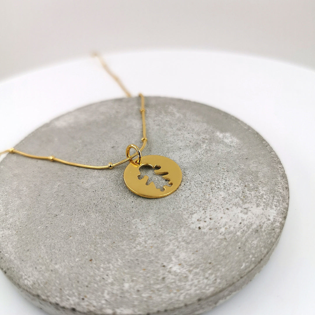 Girl Silhouette Charm Pendant, 18k Gold Plated Sterling Silver