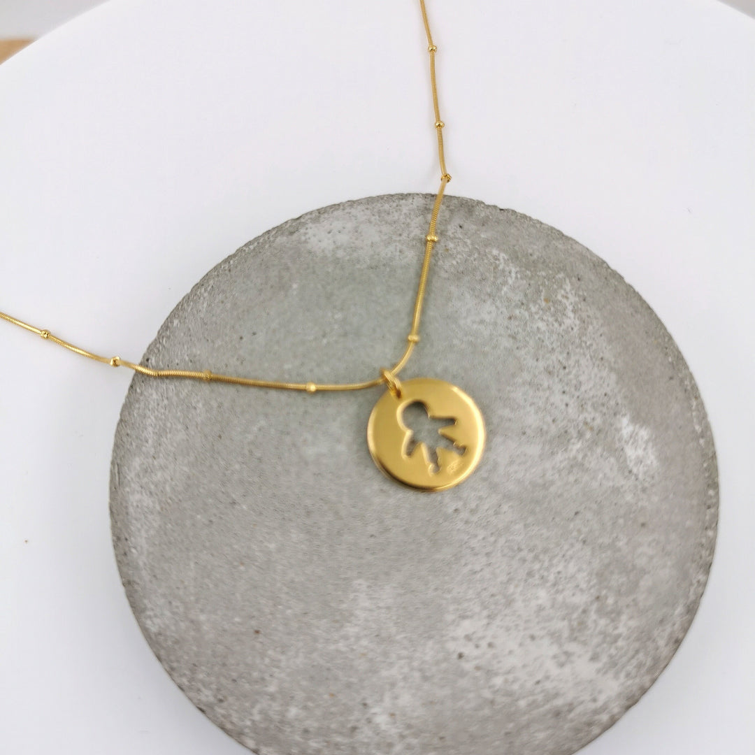 Gold Plated Pendant Boy Circular Gold Charm, Family Charm Pendant