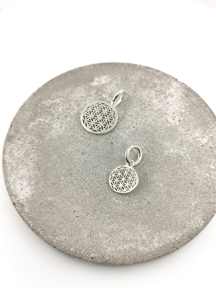 Small Flower of Life Charm Pendant 925 Silver