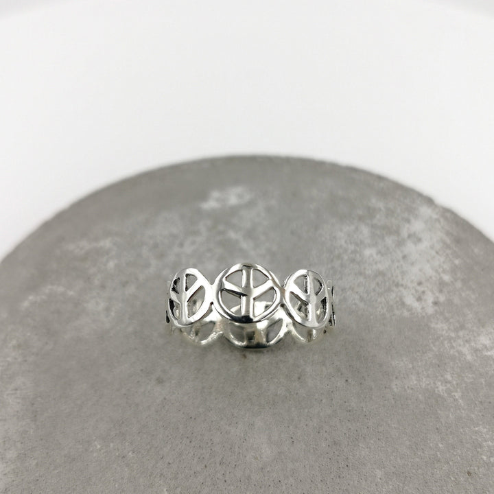 925 Sterling Silver Peace Symbol Ring