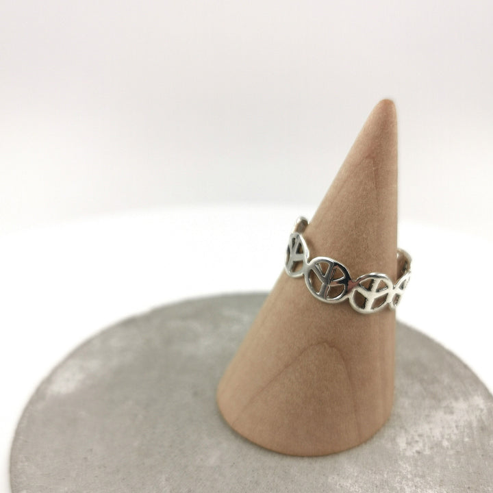 925 Sterling Silver Peace Symbol Ring