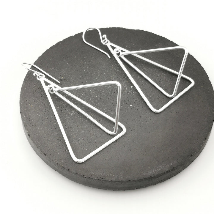 Double Triangle Motion Earrings — 18k Gold Plated