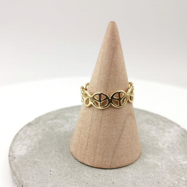 18k Gold Plated Peace Symbol Ring