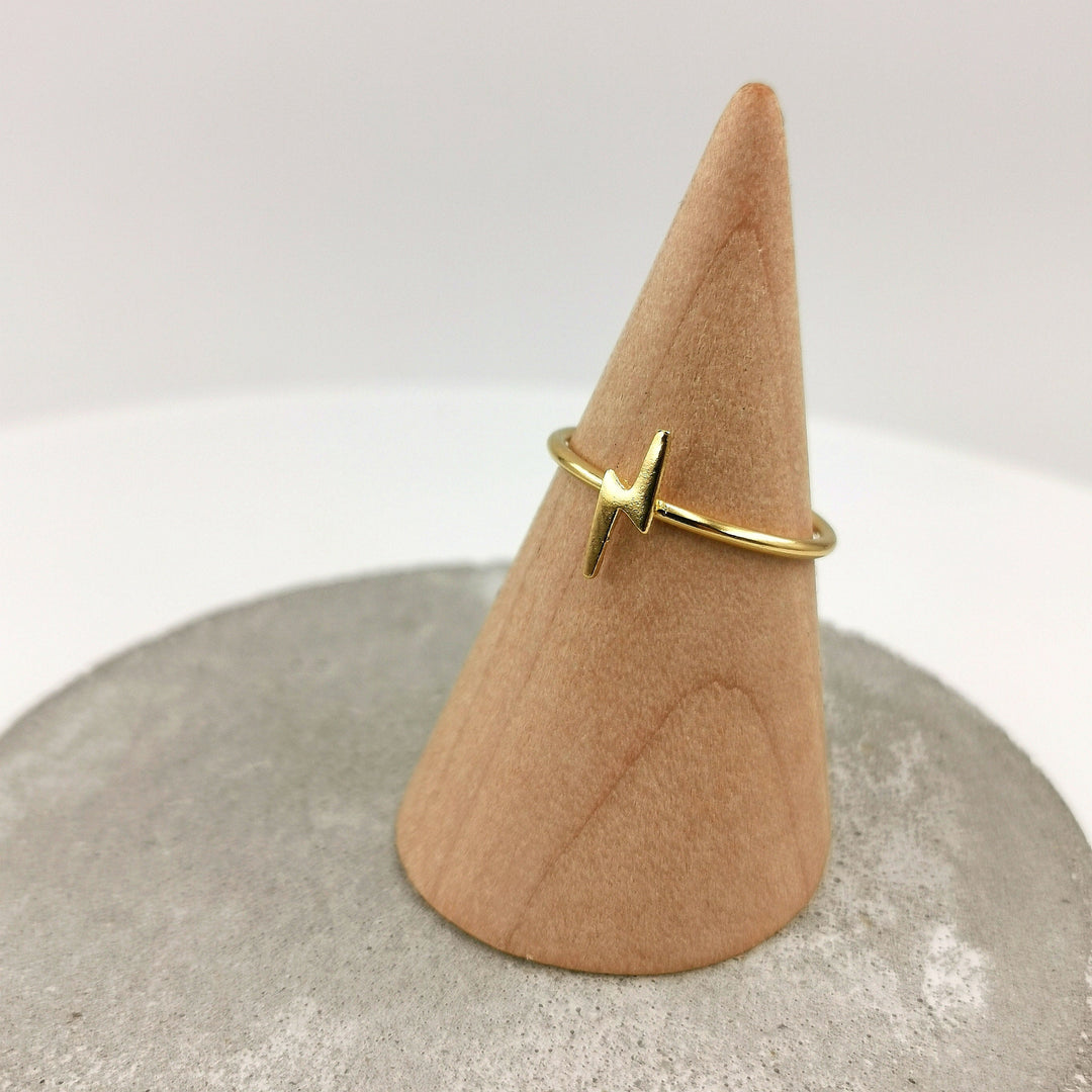 Delicate Gold Plated Ring with Thin Lightning