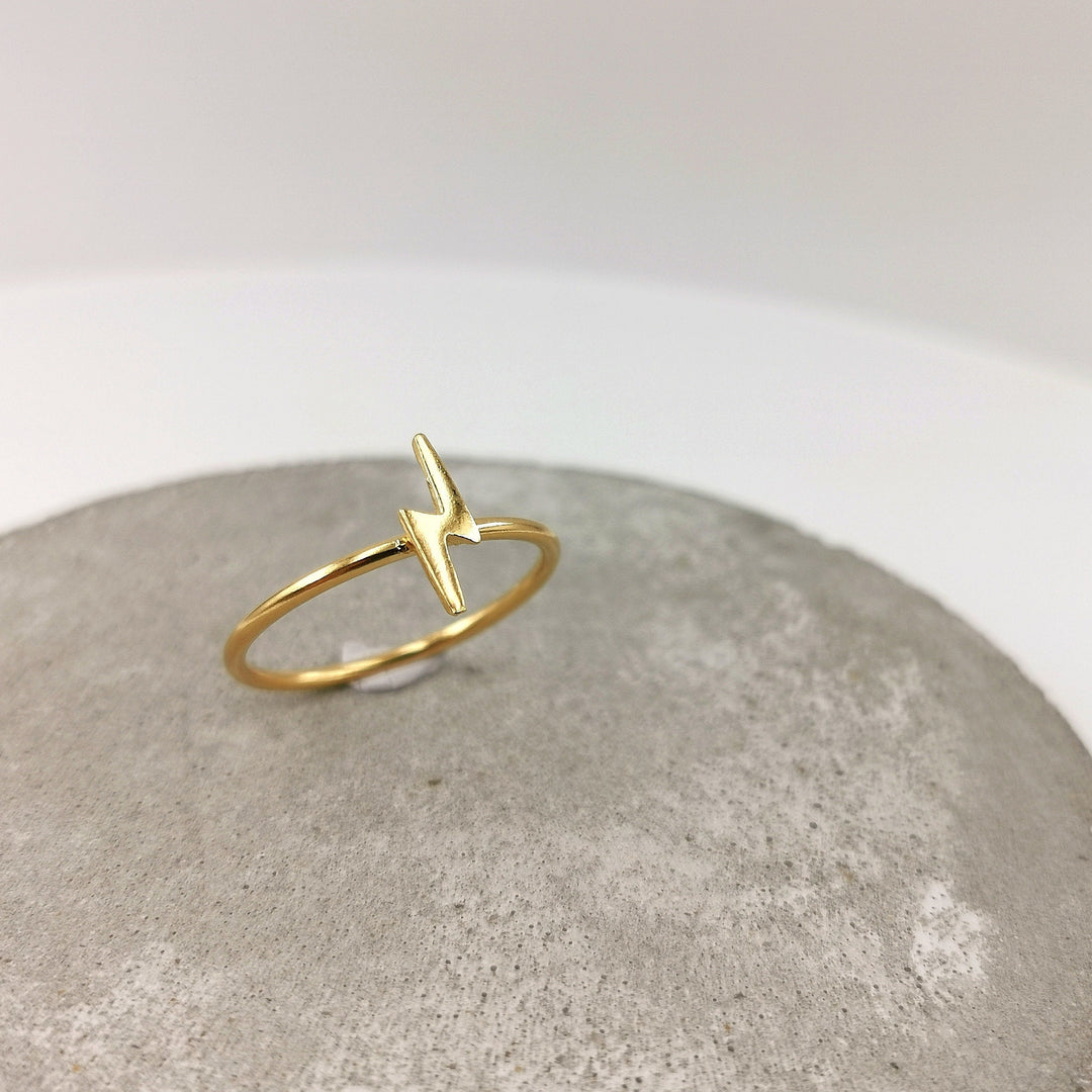 Delicate Gold Plated Ring with Thin Lightning