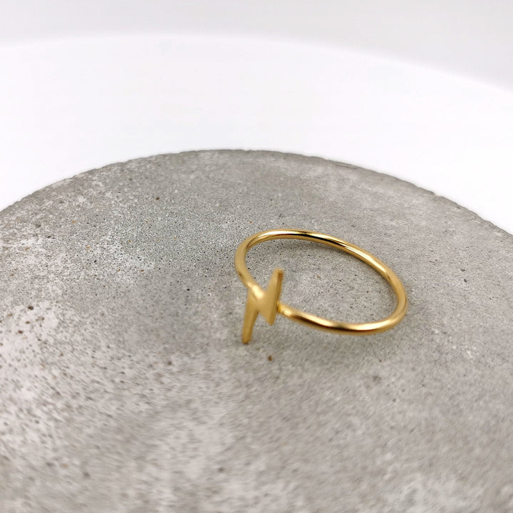 Delicate Gold Plated Ring with Thin Lightning