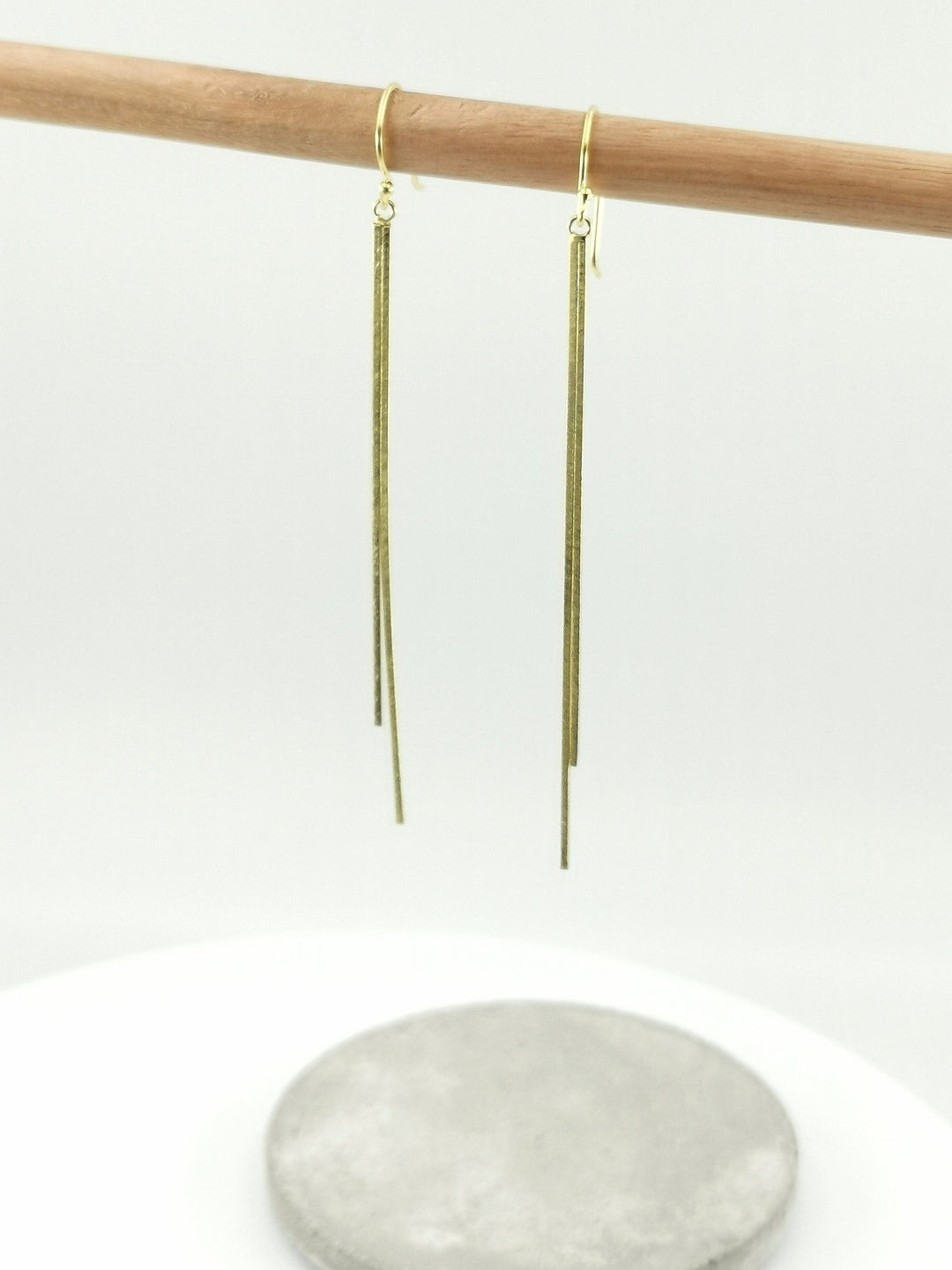Matte 18k Gold Plated Silver Long Stick Earrings