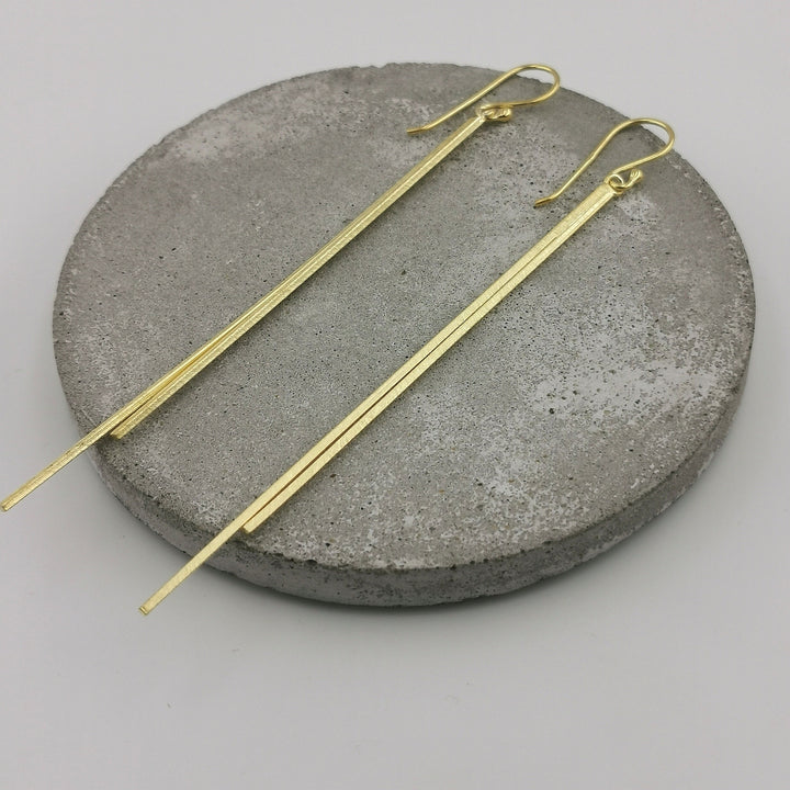 Matte 18k Gold Plated Silver Long Stick Earrings