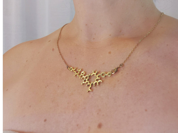 Oxytocin Molecule Necklace — Brass