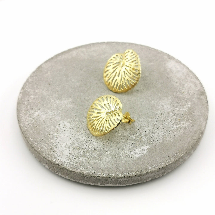 Jungle Leaf Stud Earrings — 18k Gold Plated