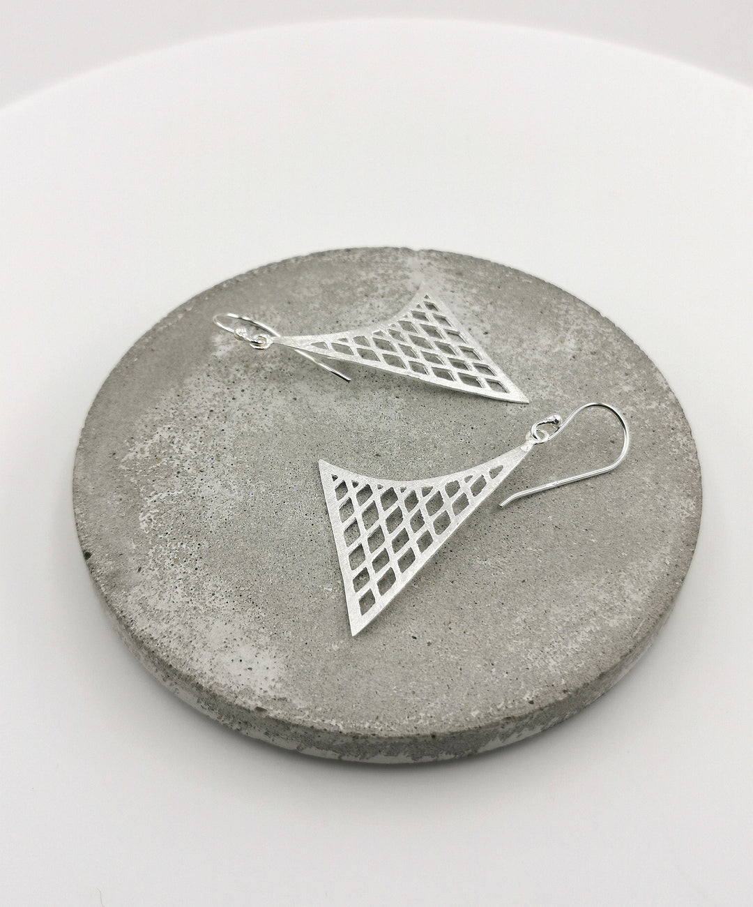 Abstract Triangle Matte 925 Silver Statement Earrings
