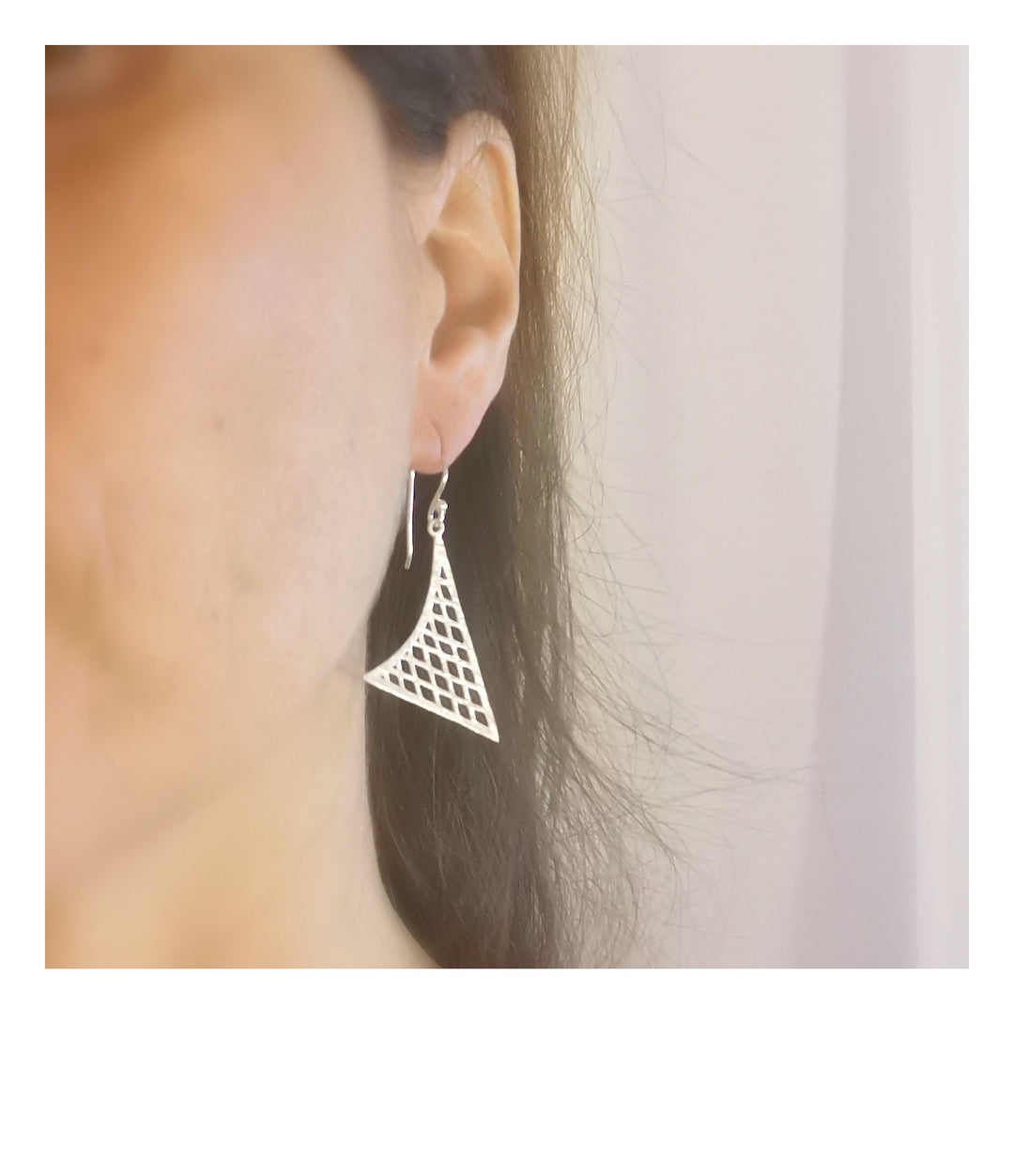Abstract Triangle Matte 925 Silver Statement Earrings