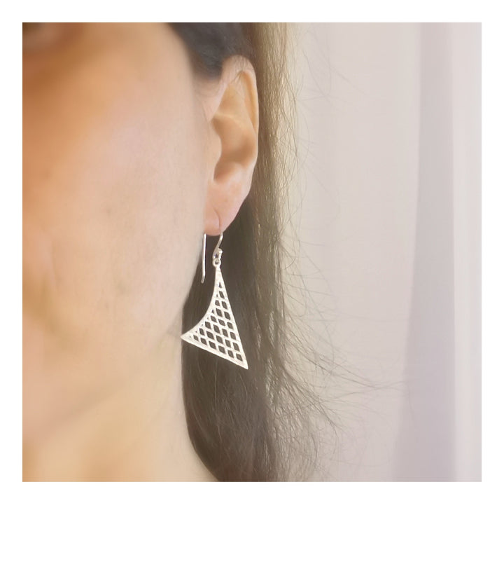 Abstract Triangle Matte 925 Silver Statement Earrings