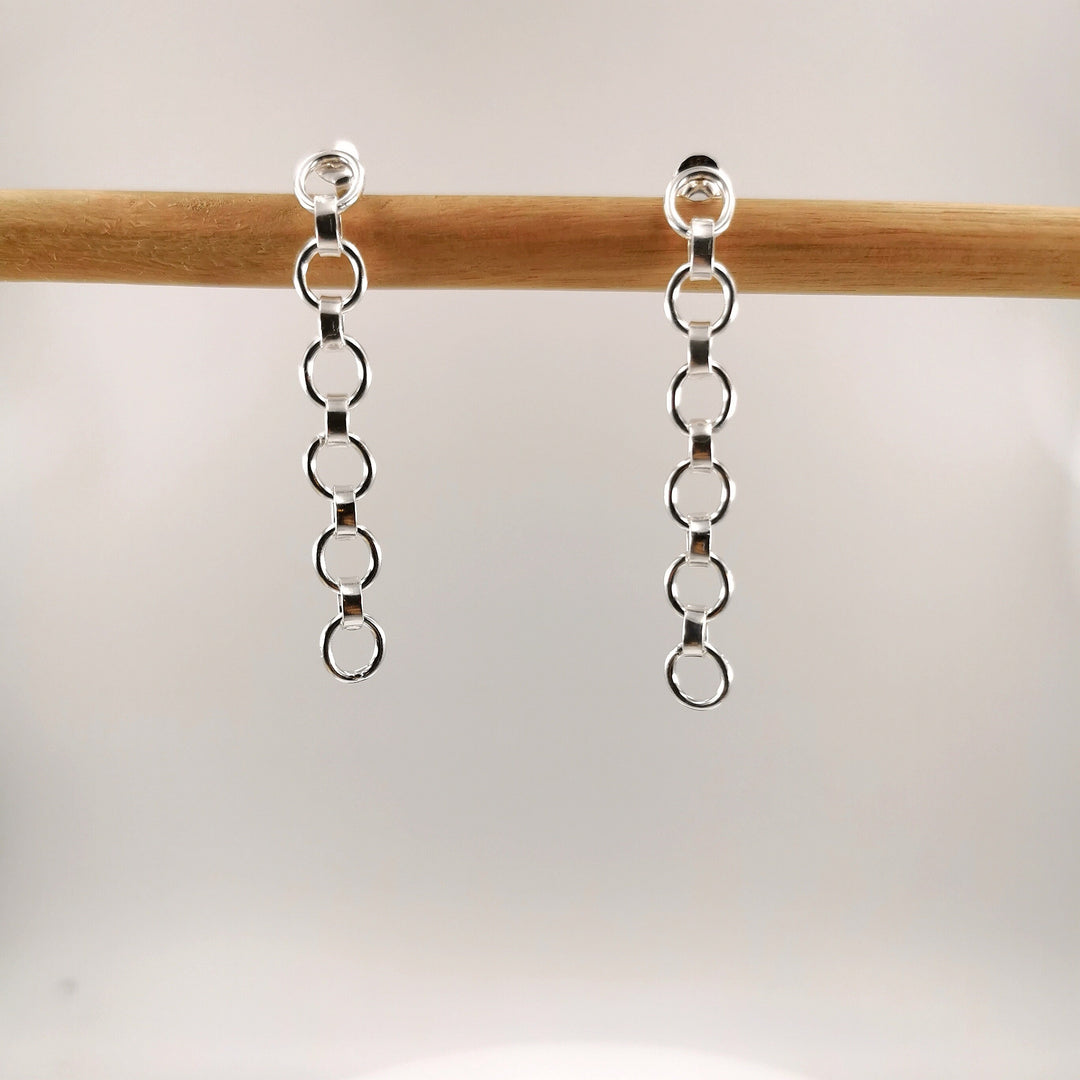 Dainty Chain Drop Earrings — 925 Silver