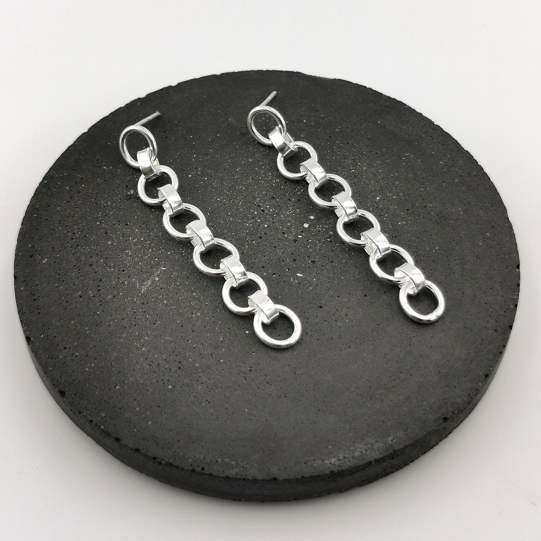 Dainty Chain Drop Earrings — 925 Silver