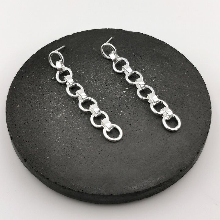 Dainty Chain Drop Earrings — 925 Silver
