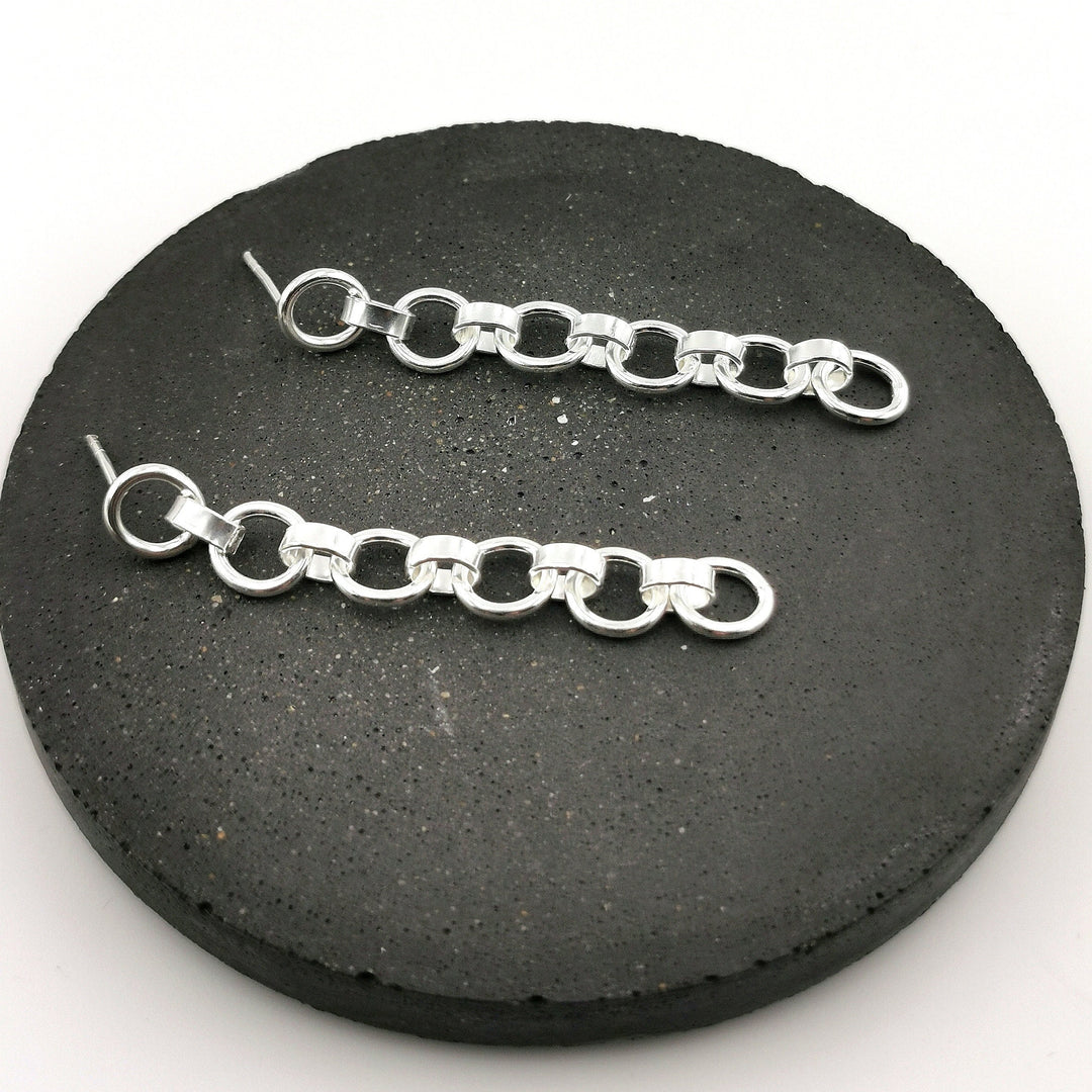 Dainty Chain Drop Earrings — 925 Silver