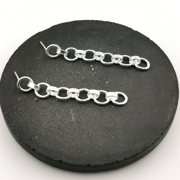 Dainty Chain Drop Earrings — 925 Silver