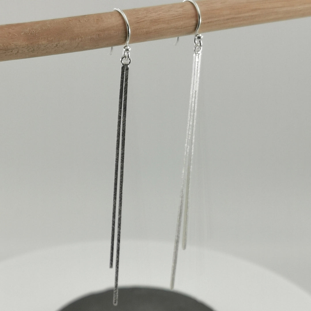 Matte Long Bar Earrings – 925 Silver