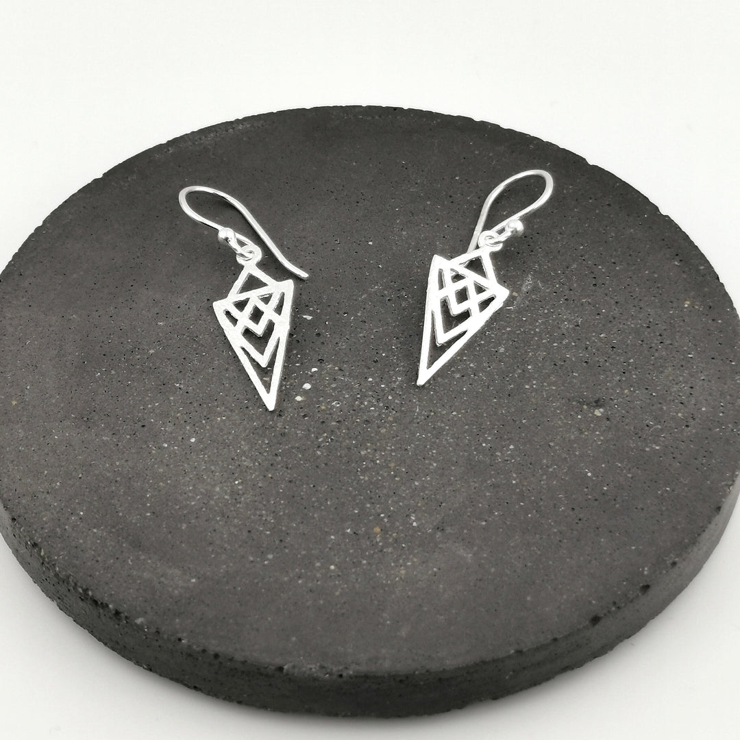 Small Gold Triangle Mandala Dainty Earrings — 18k Gold Plated