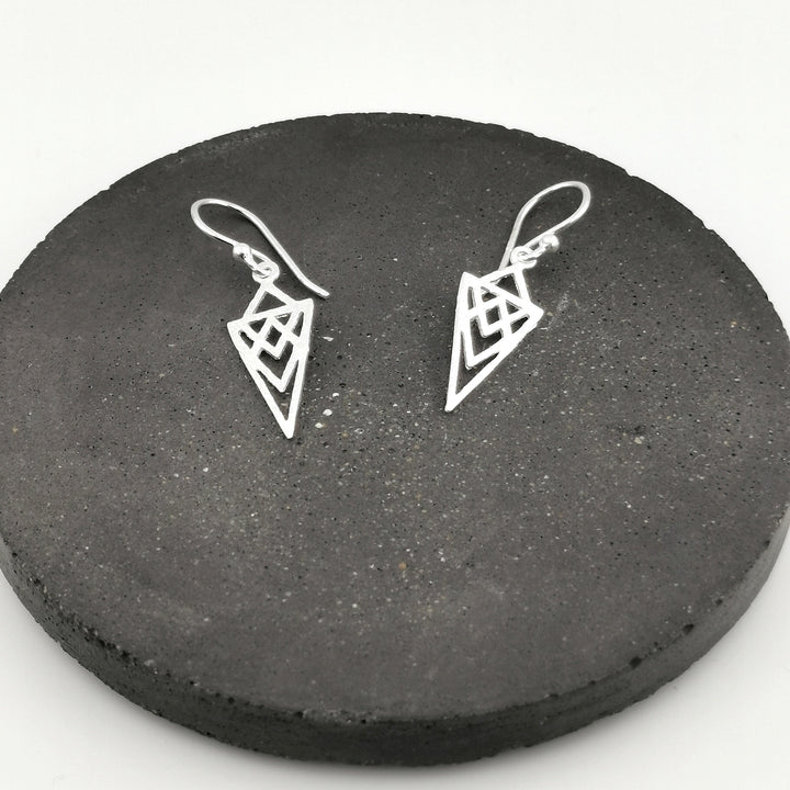 Small Gold Triangle Mandala Dainty Earrings — 18k Gold Plated