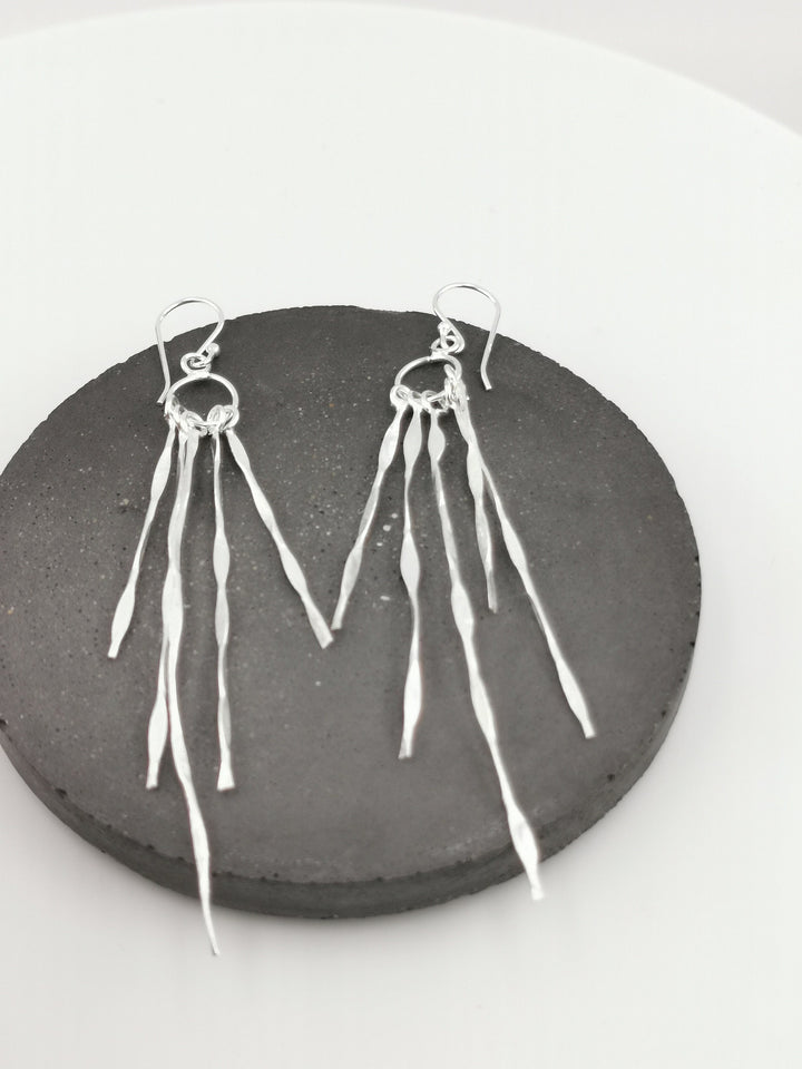 Long Fringe Dangle Earrings — 18k Gold Plated