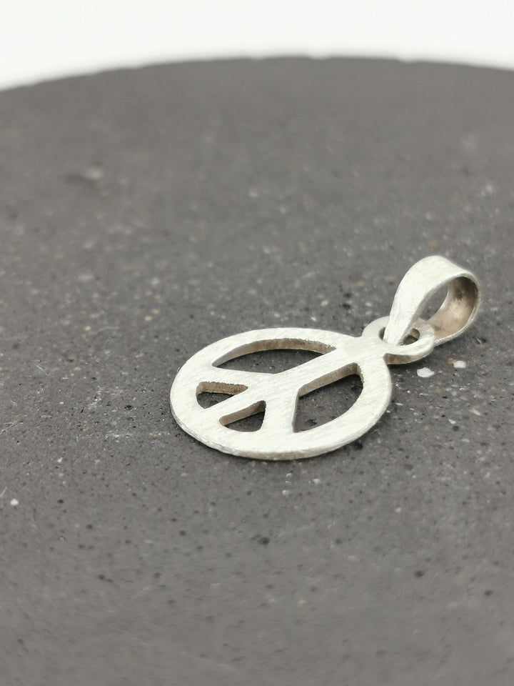 Matte 925 Silver Peace Symbol Pendant
