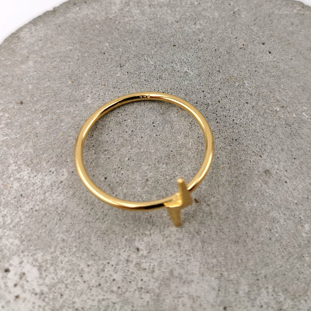 Delicate Gold Plated Ring with Thin Lightning