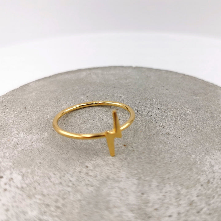 Delicate Gold Plated Ring with Thin Lightning