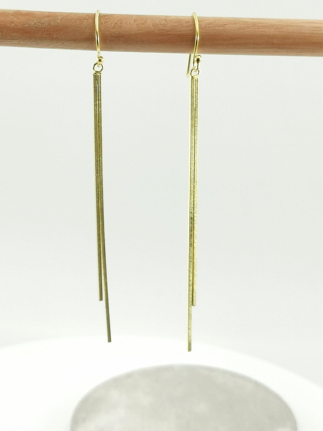 Matte 18k Gold Plated Silver Long Stick Earrings