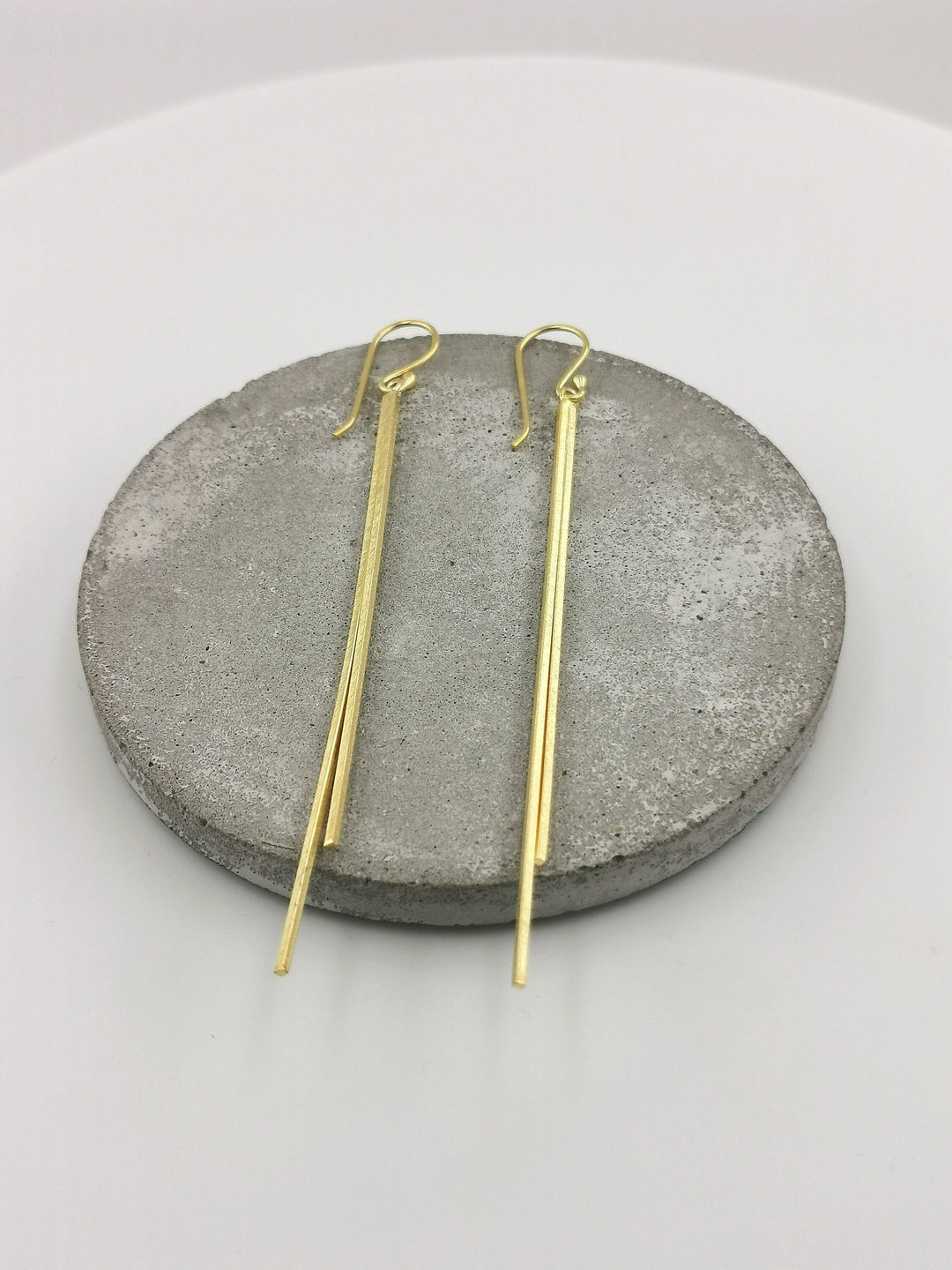 Matte 18k Gold Plated Silver Long Stick Earrings