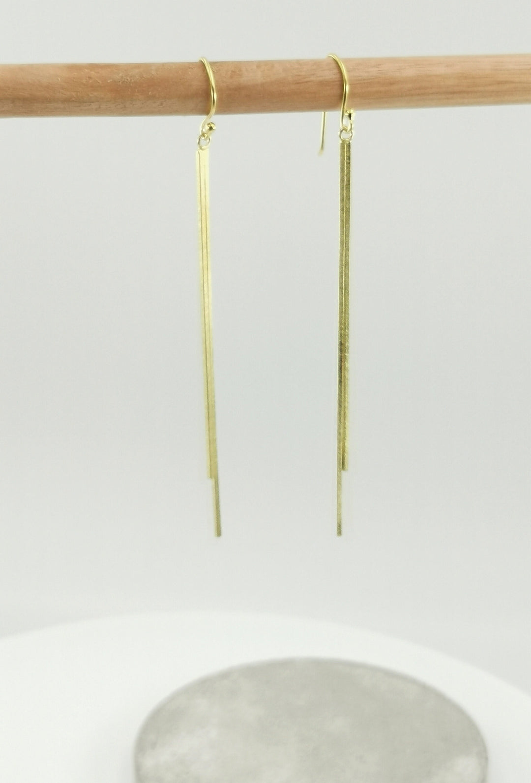 Matte 18k Gold Plated Silver Long Stick Earrings
