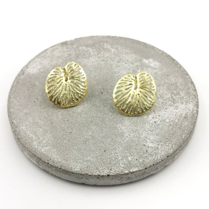 Jungle Leaf Stud Earrings — 18k Gold Plated