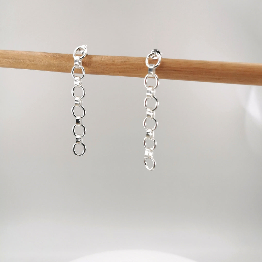 Dainty Chain Drop Earrings — 925 Silver