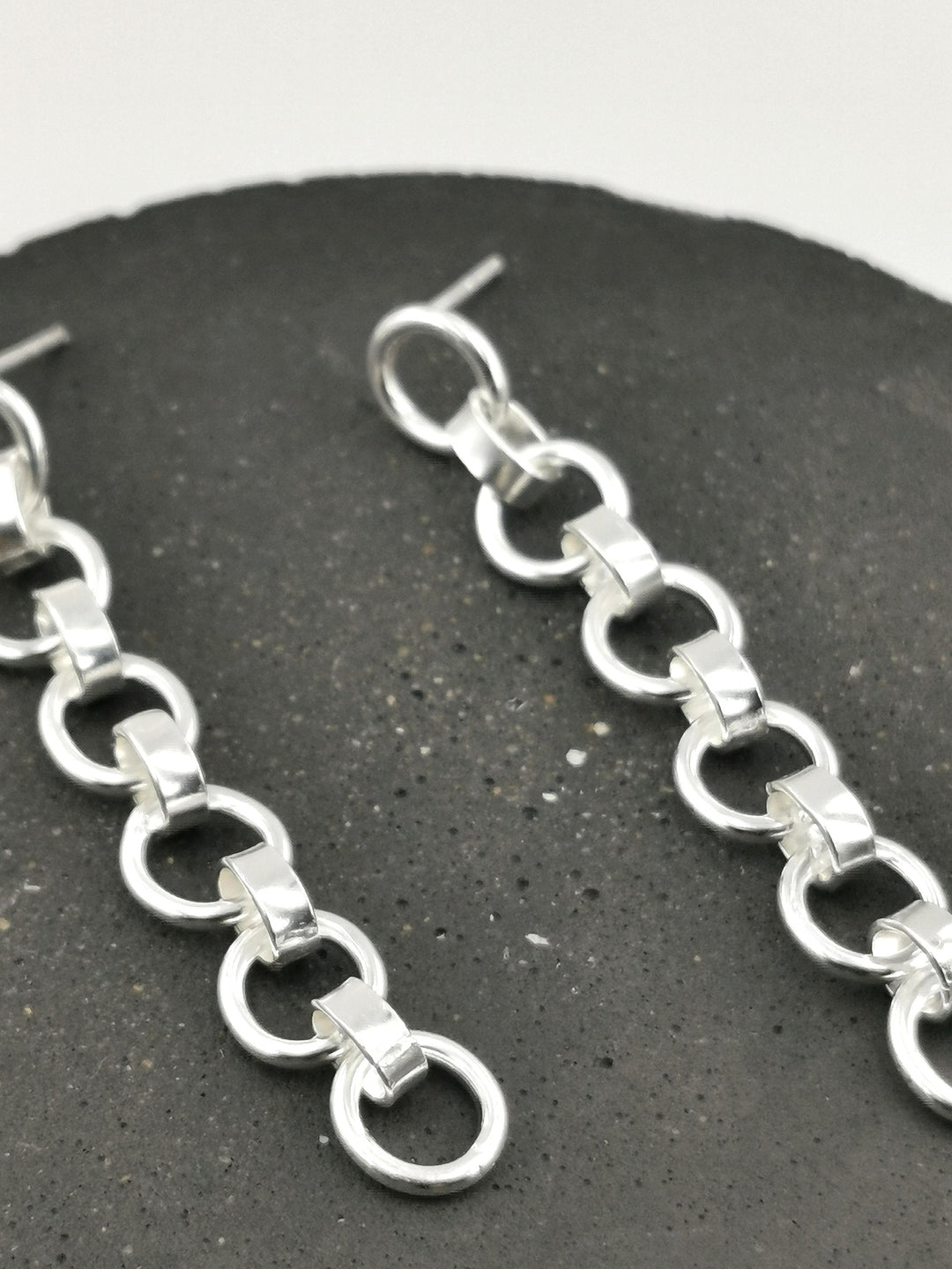 Dainty Chain Drop Earrings — 925 Silver