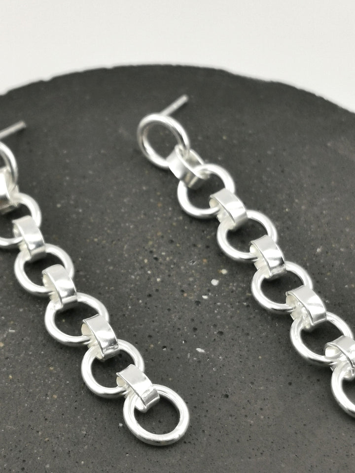 Dainty Chain Drop Earrings — 925 Silver