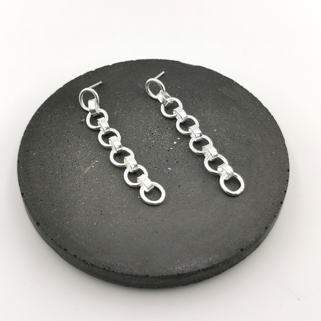 Dainty Chain Drop Earrings — 925 Silver