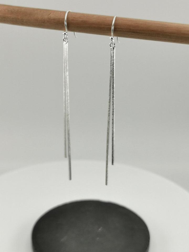 Matte Long Bar Earrings – 925 Silver