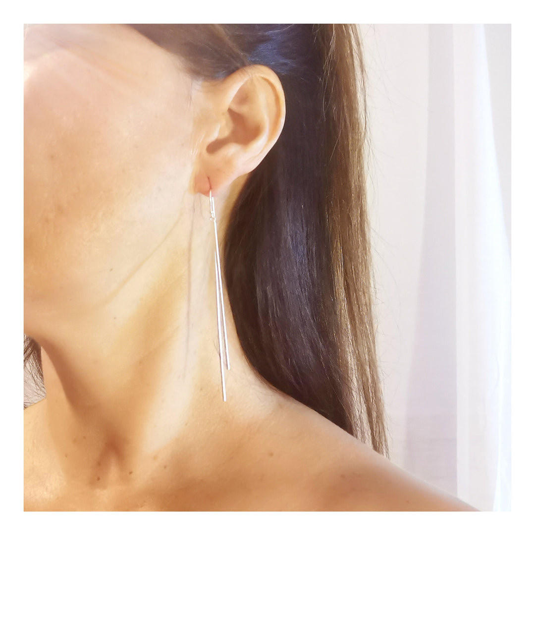 Matte Long Bar Earrings – 925 Silver