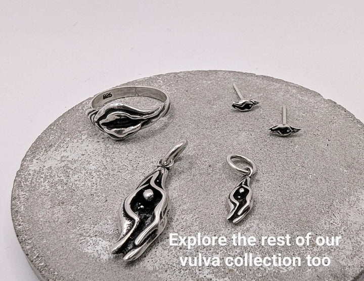 Tiny Vulva Stud Earrings, Yoni earrings — 925 Silver