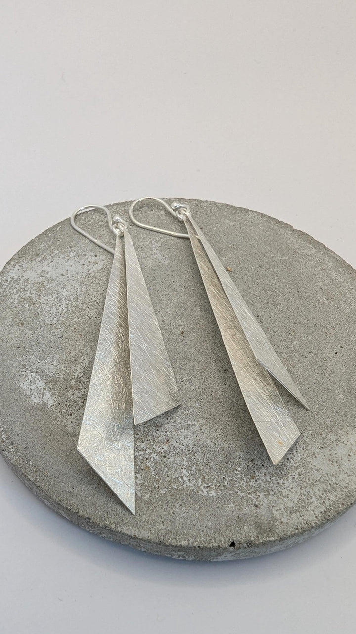 Matte Triangle Dangle Earrings — 925 Silver