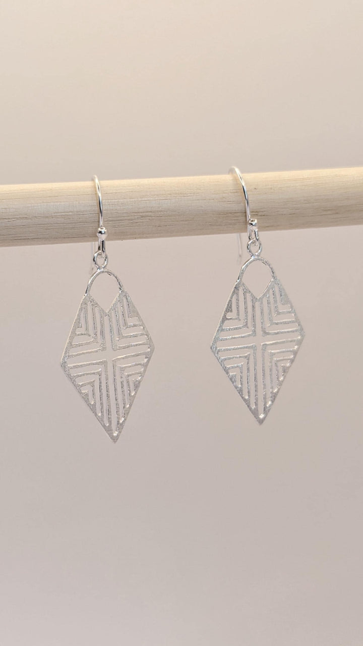 Matte Tribal Rhombus Earrings — 925 Silver