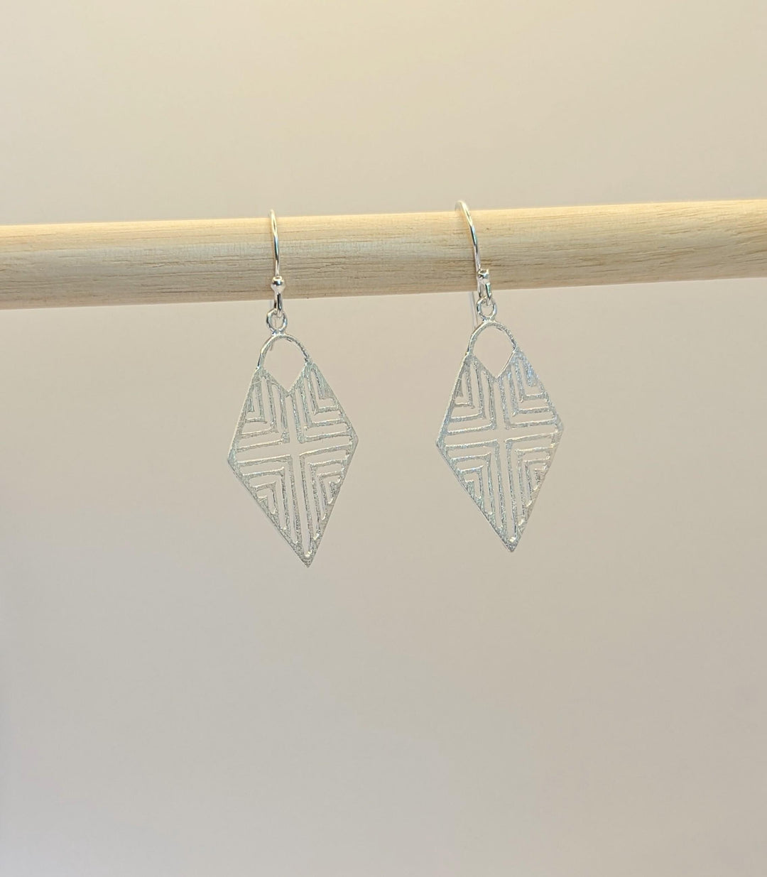 Matte Tribal Rhombus Earrings — 925 Silver