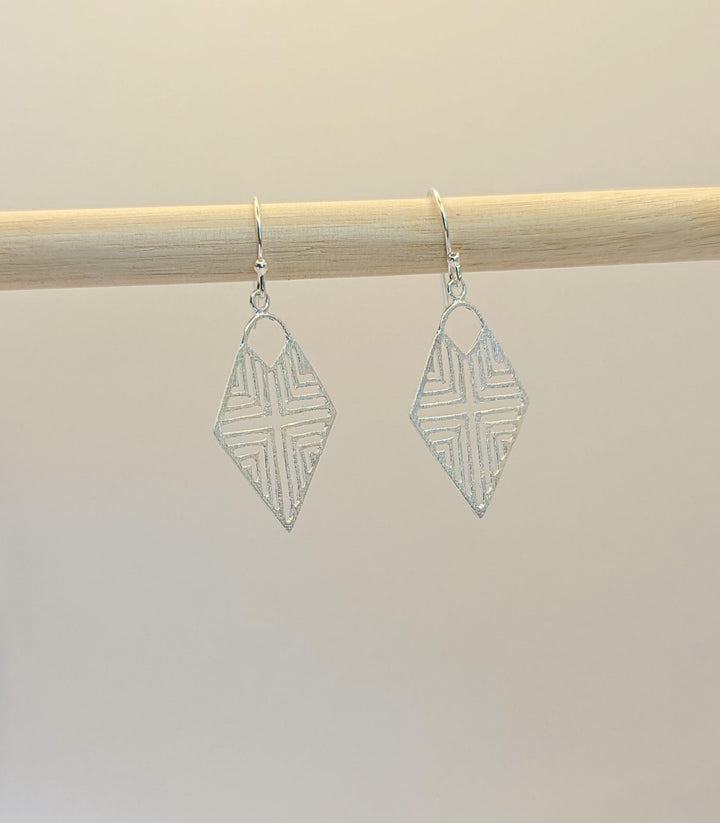 Matte Tribal Rhombus Earrings — 925 Silver