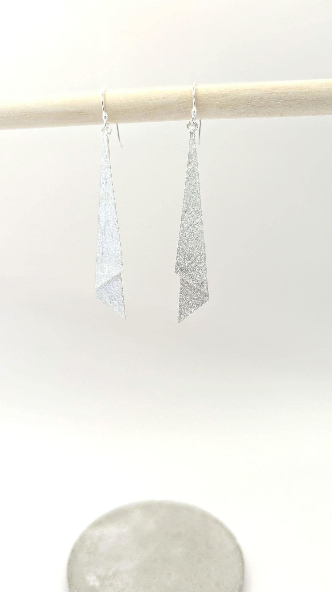 Matte Triangle Dangle Earrings — 925 Silver